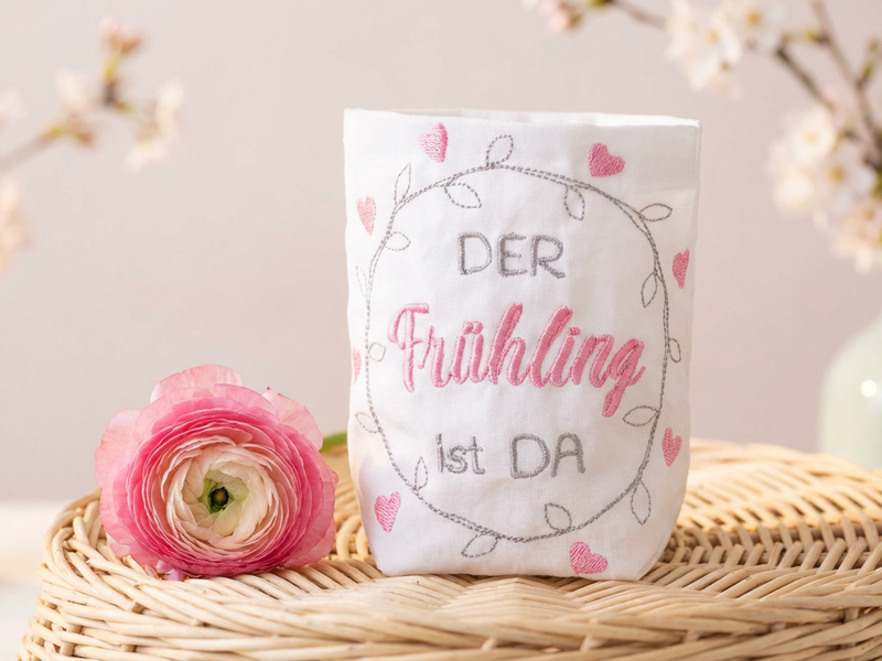 Preview: Der Frühling ist da mit Ranke - Vollstick Stickdatei